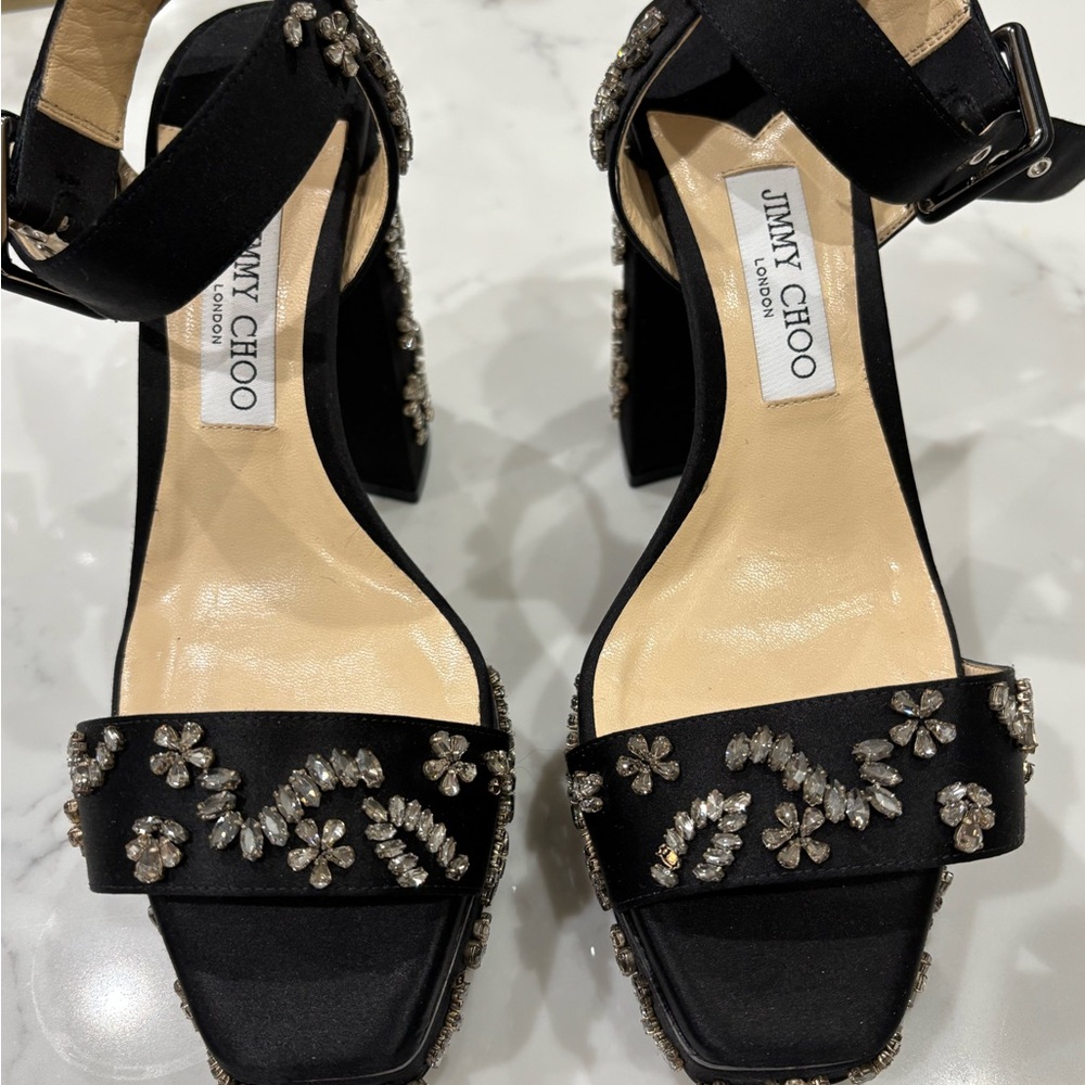 Jimmy Choo Black Embellished Women's Sandals